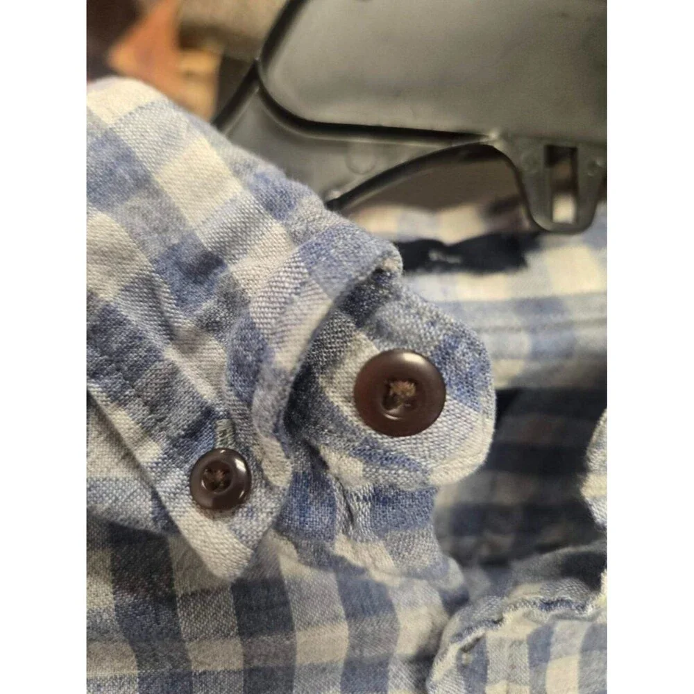 J. Crew Mens XL Slim Fit Shirt Blue White Gingham Plaid Long Sleeve Button Down